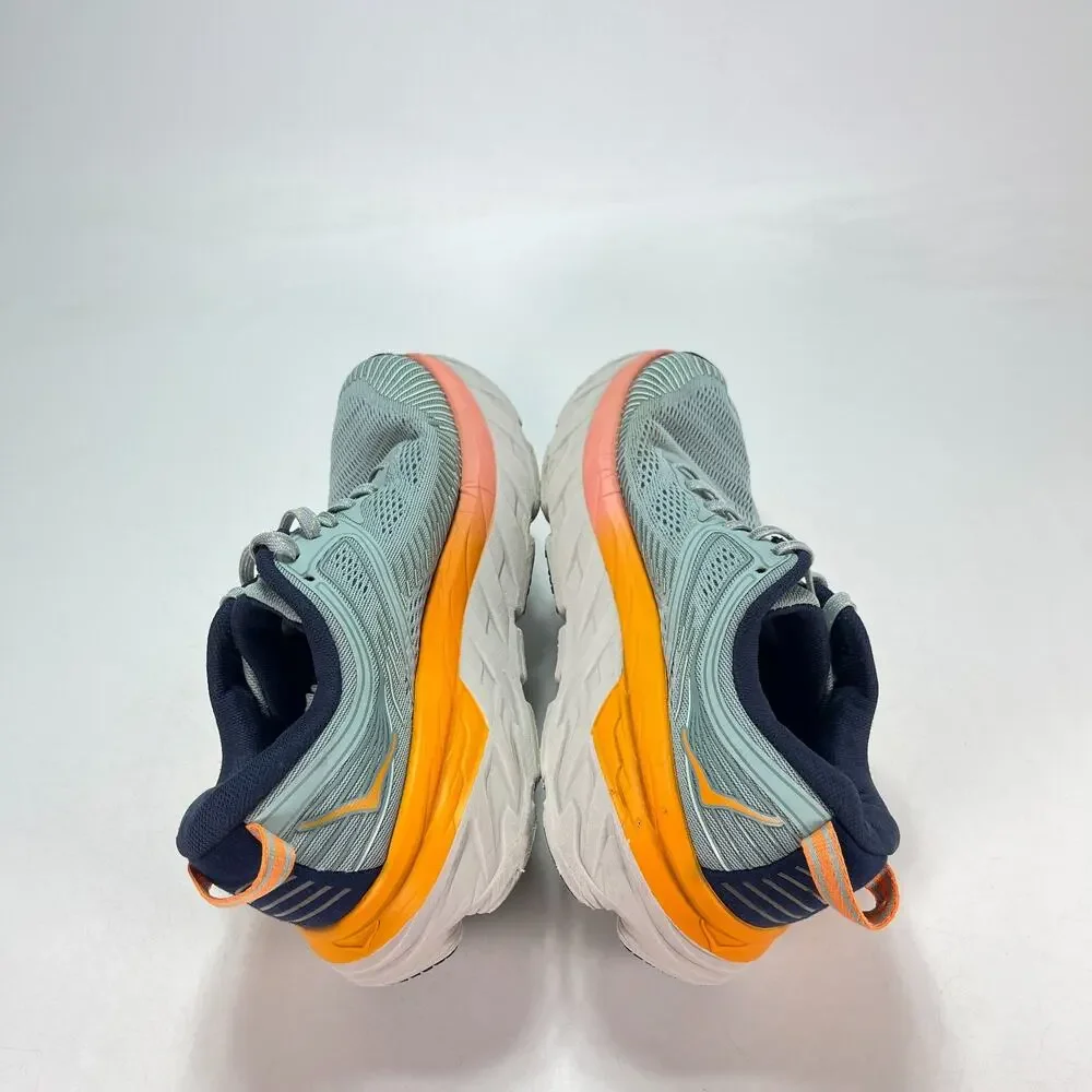 HOKA Bondi 7 Blue Orange Pink Road Running Shoes Sneakers Women's Size 8.5